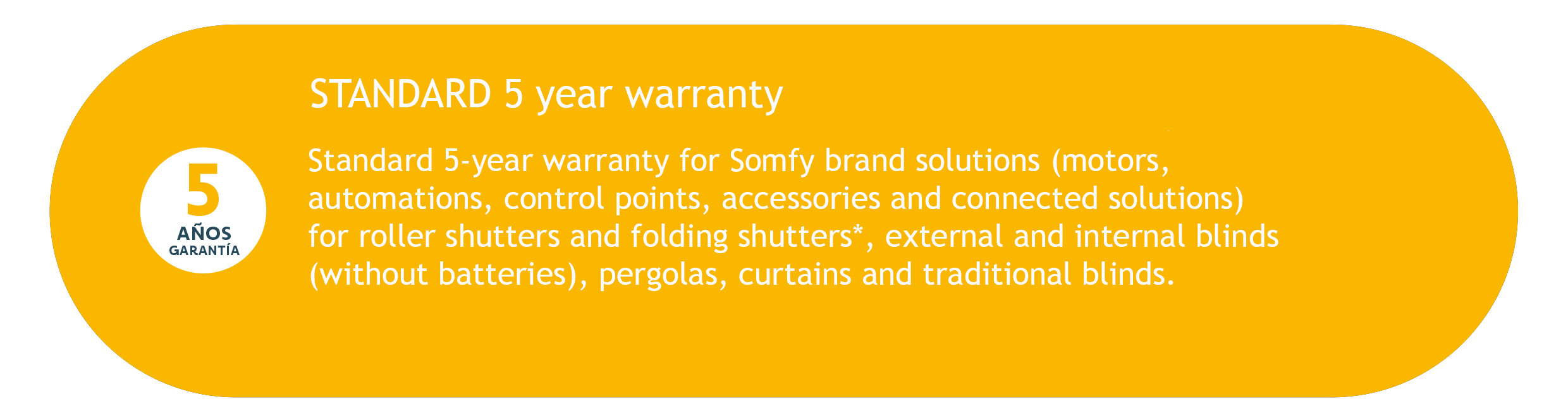 5 years warranty Somfy